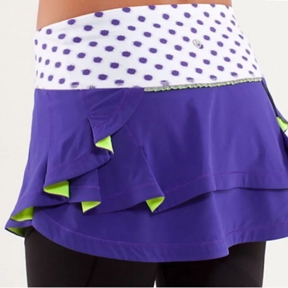 Lululemon Presta Shirt Purple Polka Dot White Womens 6 NEW